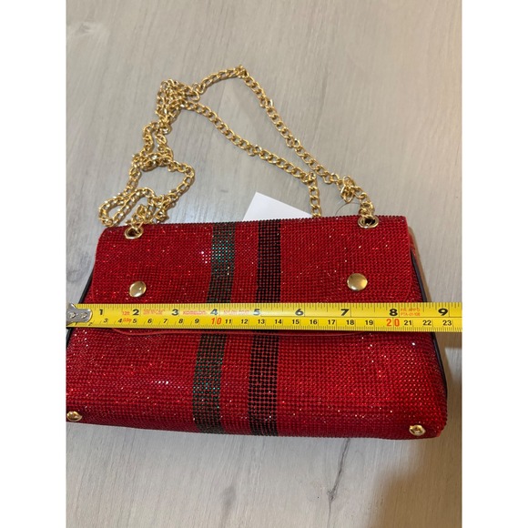 UNNI Red Rhinestone Clutch Chain Shoulder Bag Evening Party Bag TG10243 - Picture 5 of 10